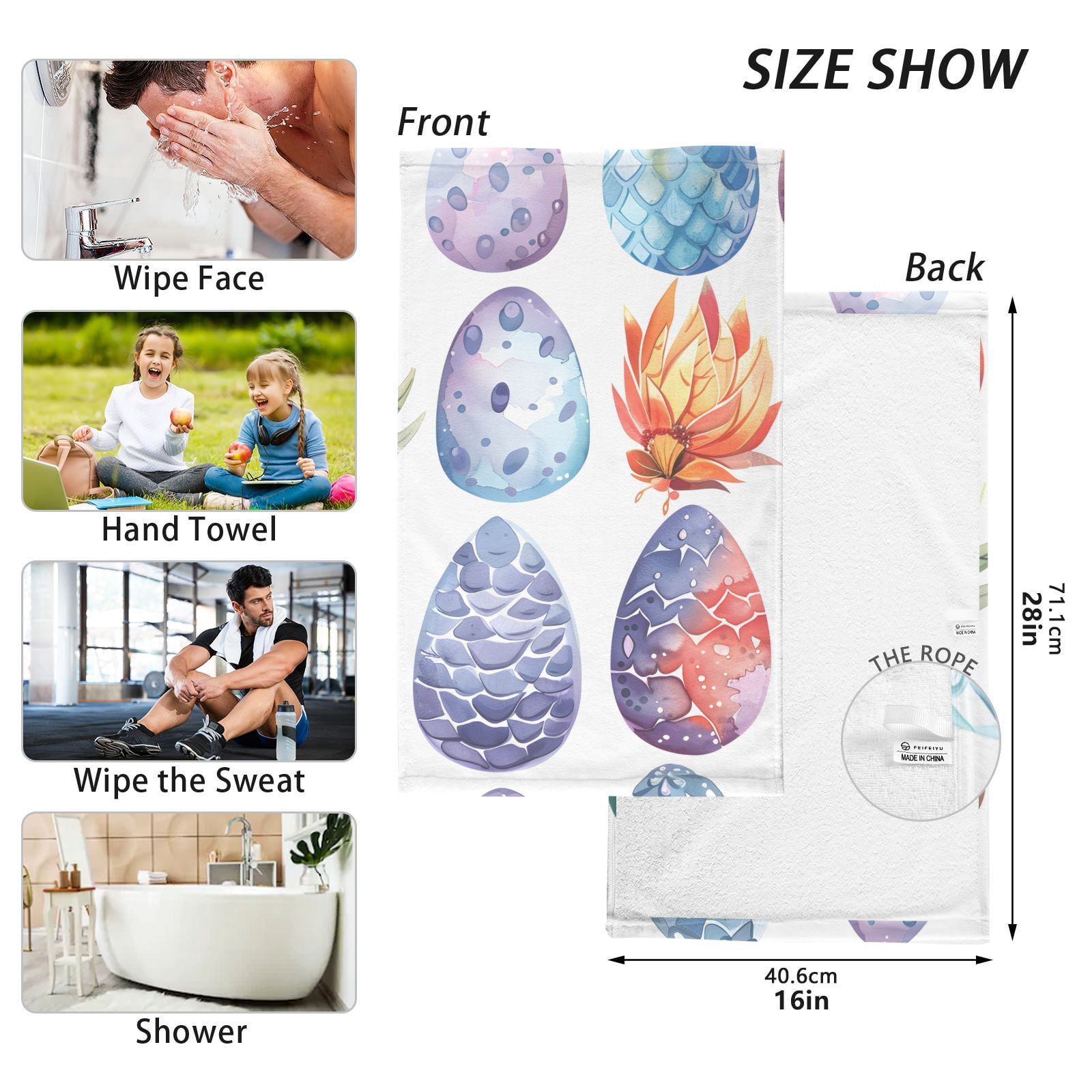 Dragon Eggs Hand Towels Cotton Bath Towels Large Face Towels Absorbent for Bathroom 2 Packs