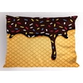 thumbnail image 1 of Ice Cream Pillow Sham Waffle Chocolate Flavor Dessert Delicious Yummy Backdrop Stylish Graphic, Decorative Standard Queen Size Printed Pillowcase, 30 X 20 Inches, Dark Brown Mustard, by Ambesonne, 1 of 2
