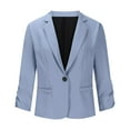 thumbnail image 5 of Meichang Women’s Blazers Dressy Casual Ruched 3/4 Sleeve Lapel Collar Button Business Office Suit Jackets Work Blazer with Padded Shoulder, 5 of 9