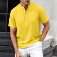 thumbnail image 4 of Men's Henley Short Sleeve Shirt, 100% Polyester Casual Stand Collar Button Down T-Shirt with Chest Pocket, Regular Fit Summer Tops for Men, S-3XL, 4 of 8
