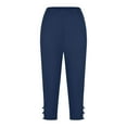 thumbnail image 3 of JMKQLZ Women's Yoga Capris Pants Cropped Pants High Waisted Tummy Control Workout Athletic Running Capri Leggings,Navy,S, 3 of 6