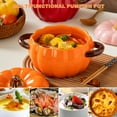thumbnail image 4 of Dutch Oven Pot with Lid, Pumpkin Pottery Dessert Saucepan, Mini Baking Dish Cute Pumpkin Bowl, Covered Dutch Oven Ceramic Stockpot, Pumpkin-Shaped Casserole, 4 of 8