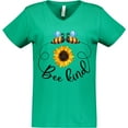 thumbnail image 3 of Inktastic Bee Kind Bees and Sunflower Women's V-Neck T-Shirt, 3 of 5