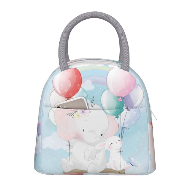 Balery Cute Elephant Bolsa de Almuerzo para Mujeres, Caja de Almuerzo, Bolsa de Almuerzo Pequeña Impermeable, Tote de Almuerzo Reutilizable con Gran Capacidad