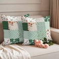 thumbnail image 2 of Boho Spring Floral Outdoor Waterproof Pillow Covers, Retro Flowers Plants Patchwork Grid Green Decorative Square Throw Pillowcase Sofa Cushion Sham for Patio/Couch/Chair, 18"x18" 2 Pack, 2 of 8
