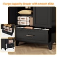 thumbnail image 7 of ShiKeyi 60" Tall Metal Wardrobe Cabinet with 1 Drawer and Hanging Rod, 2 Doors Wardrobe Closet with Shelf for Bedroom, Black, 7 of 7
