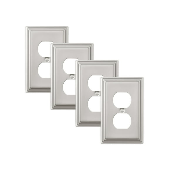 DEWENWILS 4-Pack Brushed Nickel Outlet Covers & Switch Plates — Decorative Metal Wall Plates for Light Switches & Duplex Outlets (1-Gang Standard Size)