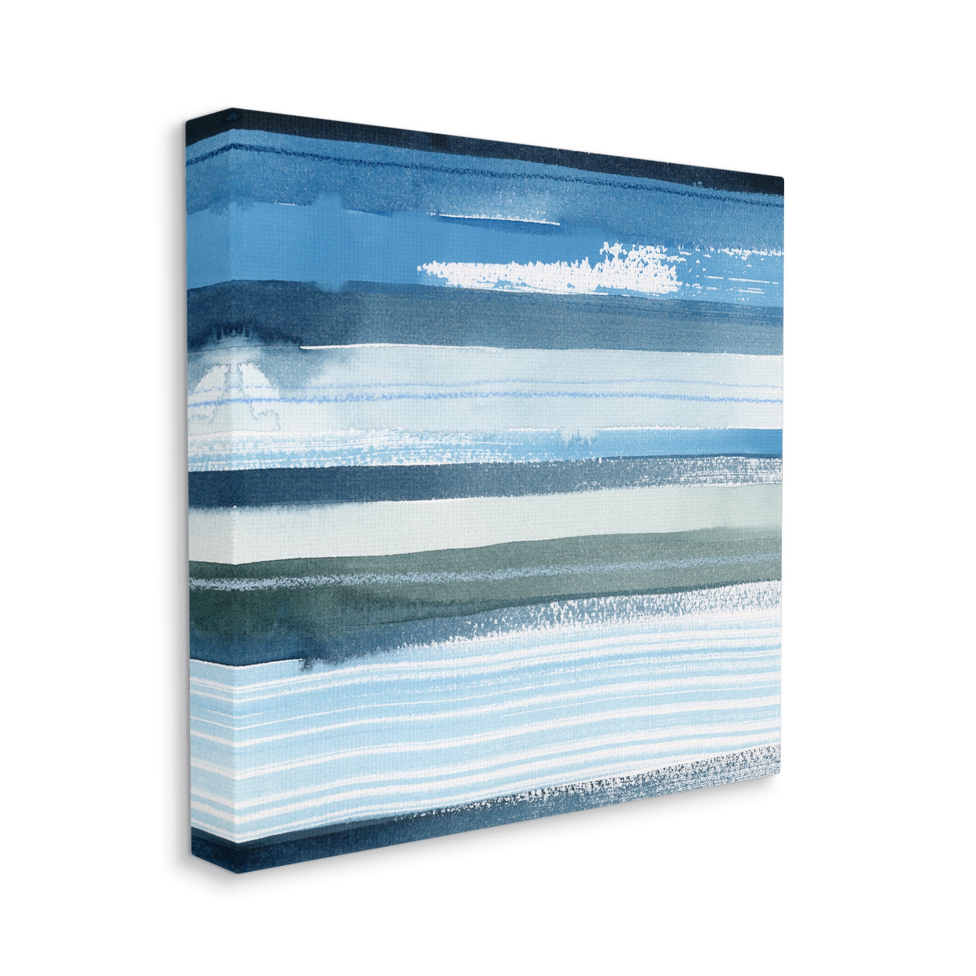 Stupell Industries Vivid Blue Striped Landscape Abstract Ocean View Painting Gallery Wrapped Canvas Print Wall Art, Design by Grace Popp