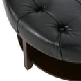 thumbnail image 5 of Noble House Aldrich Faux Leather and Wood Tufted Round Ottoman with Open Shelf, Midnight Black and Espresso, 5 of 7