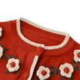 thumbnail image 5 of IVEYRTF Girls Floral Knit Button Cardigan Sweater Big Lapel Open Front Coat Soft Cozy Warm Outerwear for Toddler Kids Everyday Wear Casual Outfit(Wine#3,4-5 Years), 5 of 6