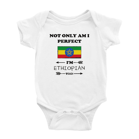 

Not Only Am I Perfect I m Ethiopian Too! Baby Romper Bodysuit (White 3-6 Months)