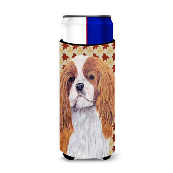 Carolines Treasures SC9232MUK Cavalier Spaniel Fall Leaves Portrait Ultra Hugger for slim cans Slim Can multicolor