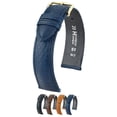 thumbnail image 1 of HIRSCH Camelgrain Hypoallergenic Leather Watch Strap - Blue Band / Gold Buckle - M - 12mm, 1 of 9