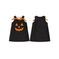 thumbnail image 2 of BemeyourBBs Toddler Baby Girls Halloween Dress Outfit Baby Girl Fall Pumpkin Overalls Dress Clothes Kids Cute Pumpkin Face Embroidery Sleeveless Tank Dress 12 18 24 Months 2 3 4 5 Years, 2 of 9