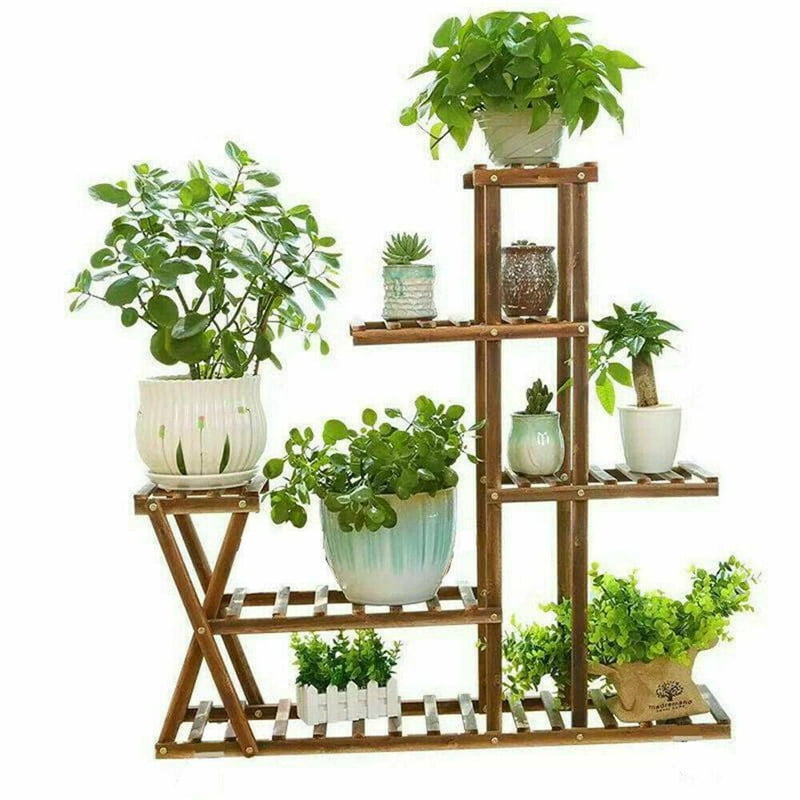 9 Wooden Flower Rack Plant Stand Multi Flower Stand Shelves Bonsai Display Shelf Yard Garden Patio Balcony Flower Stands 