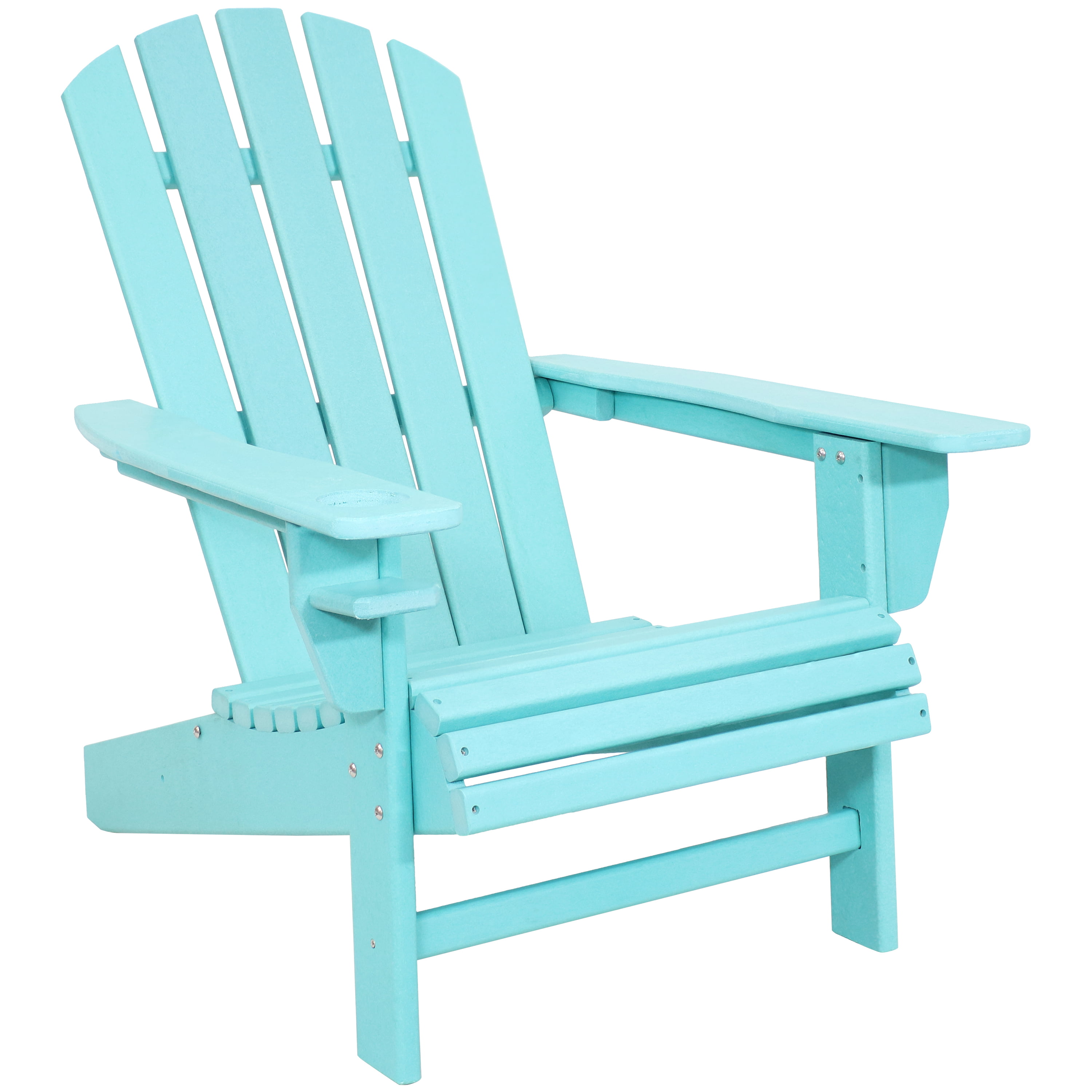 Ideal for Lawn Garden or Around The Firepit Sunnydaze All-Weather Outdoor Adirondack Chair with Drink Holder Heavy Duty HDPE Weatherproof Patio Chair Turquoise Set of 2 