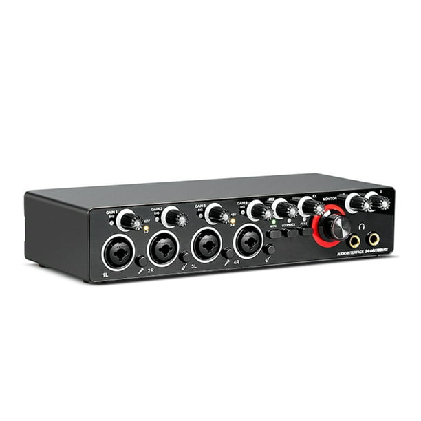 Tarjeta de sonido de audio de 4 canales, 24 bits, 4 entradas, 2 salidas, 192 kHz para grabación en vivo de Karaoke