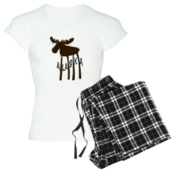 CafePress - Alaska Moose Women's Light Pajamas - Women's Short Sleeve Print T-Shirt and Pants Light Cotton Pajama Set