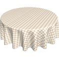 thumbnail image 1 of Barbool Classic Beige Checkered Polyester Round Tablecloth, 60 Inch Diameter, Stain, Water & Sunlight Resistant, Perfect for Dining, Kitchen, Cafe, Wedding & More, 1 of 1
