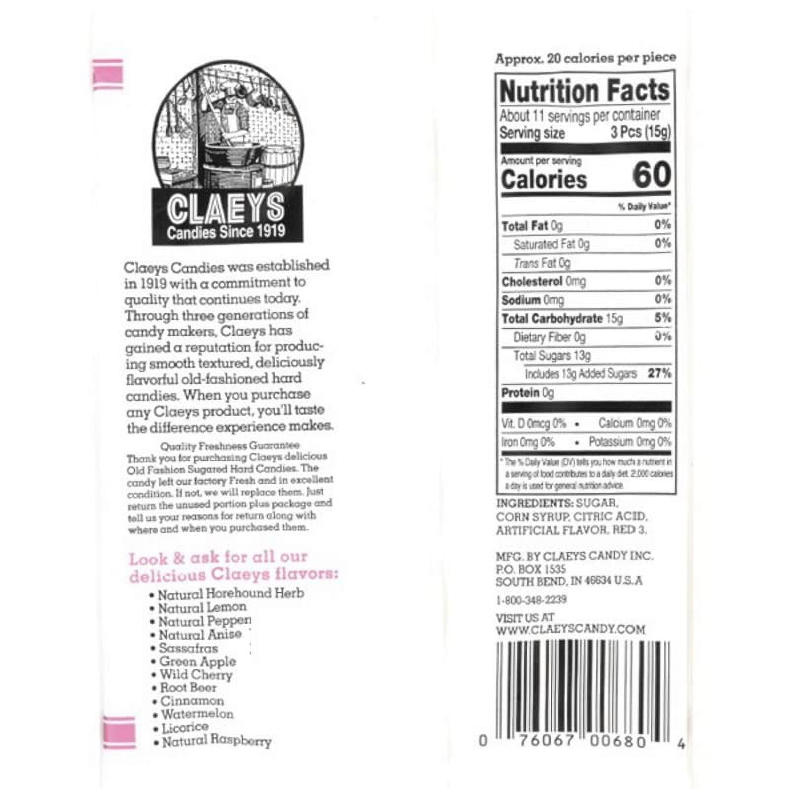 Claeys Old Fashioned Hard Candies Watermelon 6 Oz (Pack Of 12)
