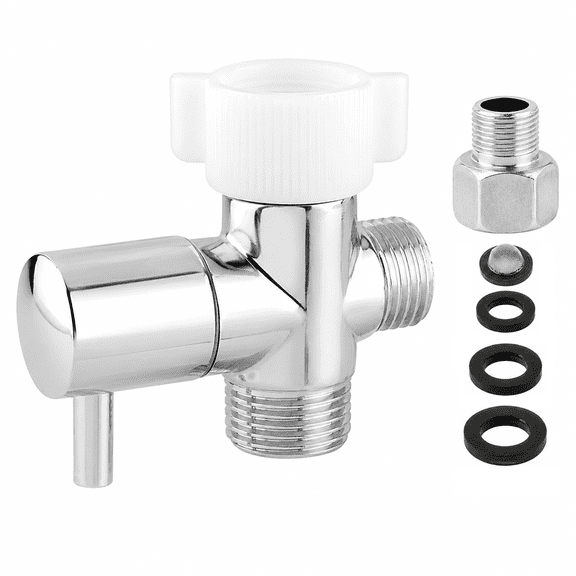 Slaprin Brass Bidet T Adapter with Shut off Valve,Metal T Valve for Bidet 7/8” X 7/8” X 1/2”or 3/8”,Tee Connector Bidet Attachment for Toilet