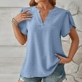 thumbnail image 4 of ZyeKqe Dressy Casual Tops for Women Petal Sleeve Shirts Casual V Neck T Shirts Dotted Business Work Office Blouses, 4 of 6