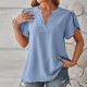 thumbnail image 4 of Fiudx Tops para Mujer Blusa de Manga Corta con Cuello En V, Informal, Cómoda, a La Moda para Mujer, 4 of 6