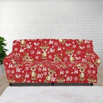 XYZCANDO Christmas Reindeer Stretch Sofa Covers 1 Piece Cushion Couch Slipcovers Printed Sofa Covers for 1 Seater Couch Cover