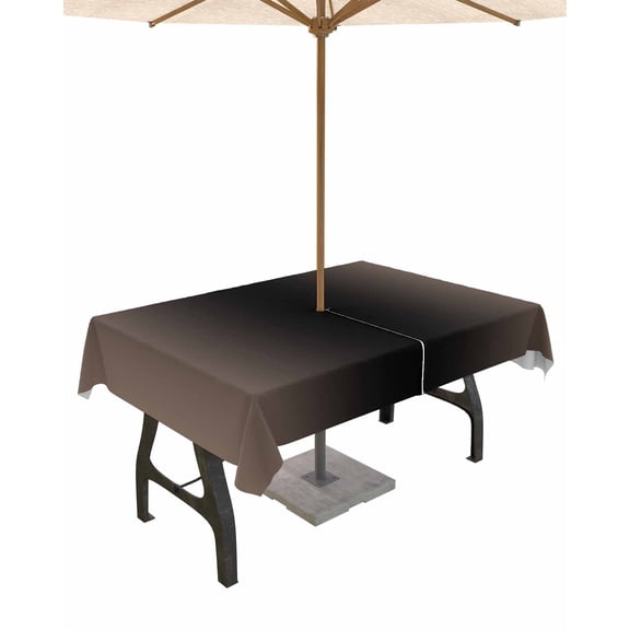 Boanket Outdoor Tablecloth with Umbrella Hole for Patio/Picnic/Party/Camping, Brown Black Ombre Waterproof Table Cloth Rectangle Table Cover Washable, Modern Gradient Abstract Art 60"x 102"