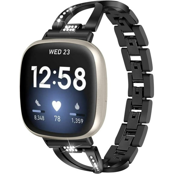 REQO Metal Band Compatible with Fitbit Versa 4/Sense 2 for Women Dressy Replacement Watch Bands Stainless Steel Bracelet Slim Strap Wristband for Fitbit Versa 4 Bands Accessories