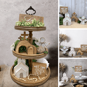 EFINNY Easter Tiered Tray Easter Decorations Religious Wooden Signs He Is Risen,wood color,20*20*5cm