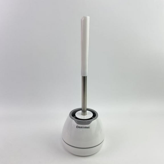 Omnismei  Toilet brushes,Toilet Brush and Holder,  Toilet Bowl Brush and Holder with Long Handle, Plastic Holder Easy to Hide, Drip-Proof, Easy to Assemble, Deep Cleaning