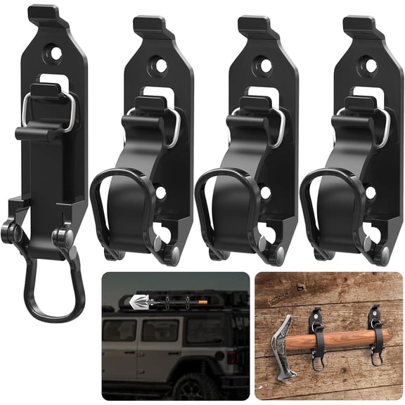 Shovel Mount for Roof Rack / Truck Bed, Truck Jeep Offroad Roof Rack Axe Shovel Mount, Shovel Holder for Truck & Quick Fist Clamps Fit 0.67" to 1.57" D Tools- Black 4PCS