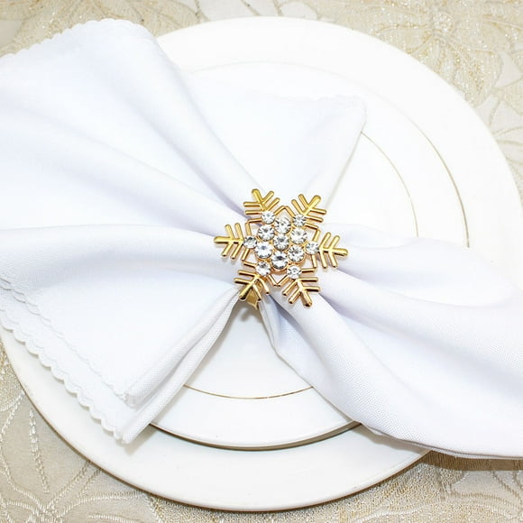 FESTFENDS 12Pcs Decorative Metal Napkin Rings Gold Christmas Buckles for Home Dining Decor