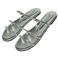 thumbnail image 1 of Amzcrzy Zapatos de mujer,Zapatos de mujer,Zapatillas de mujer, Pantuflas planas con cinturón fino y brillantes de una sola palabra para mujer, informales y cómodas Sandalias Mujer Zapatillas De Casa, 1 of 8