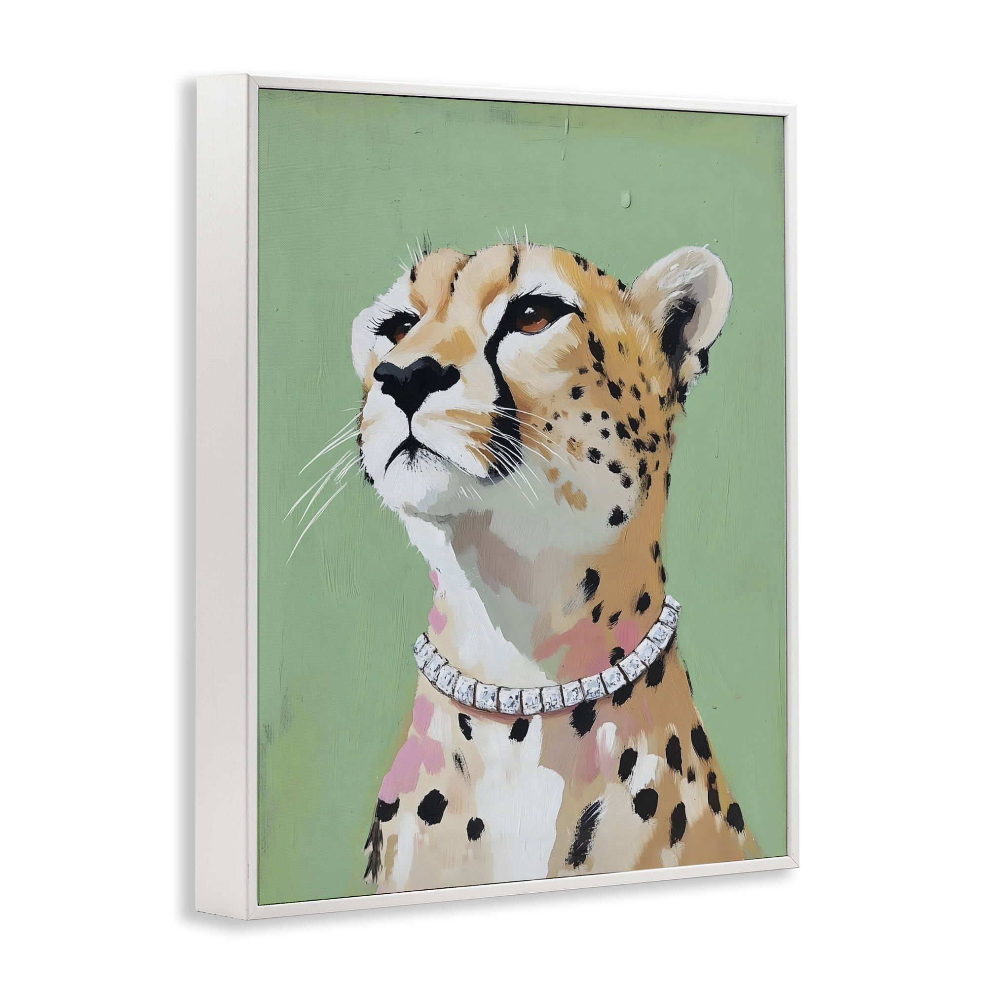 Stupell Industries Glam Cheetah with Jewels White Framed Giclee Art, design by The Prints Vibe