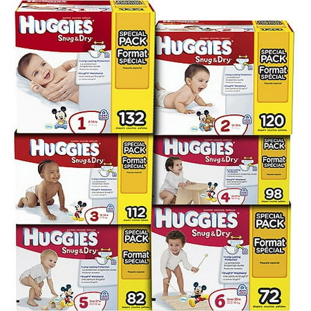 Huggies Snug and Dry Diapers, Super Pack (Choose Your Size)