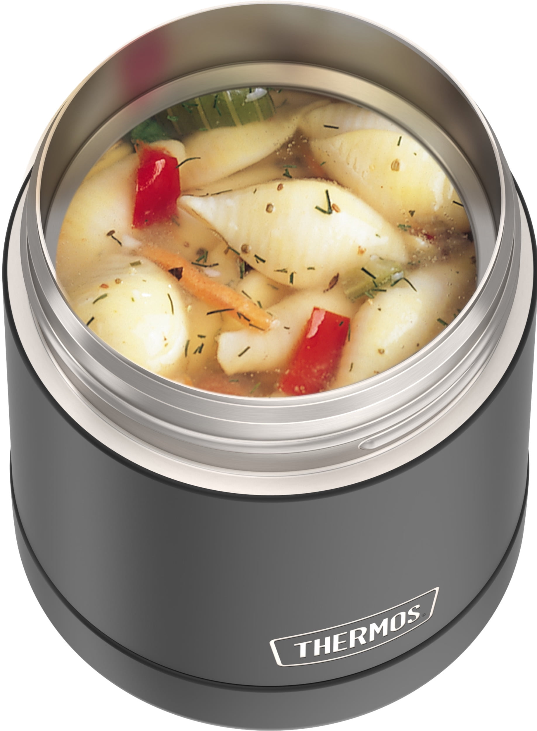 Thermos Stainless Steel Insulated Food Jar with Handle, 10oz, Black, Ideal Use for Workday Meals and Travel, Made for Portable Food Storage, Dishwasher Safe, For Hot and Cold Food