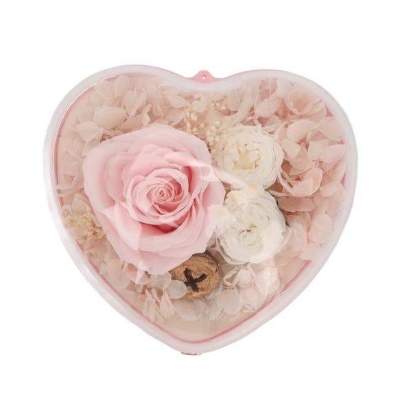 Joyero de flores preservadas Jadeshay en forma de corazón plástico acrílico Terciopelo