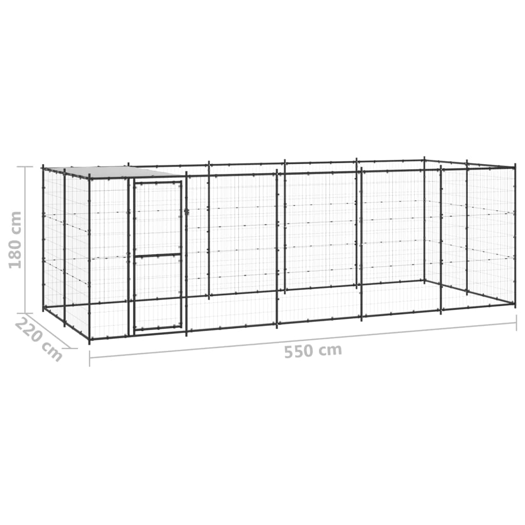 vidaXL Outdoor Dog Kennel Steel with Roof 130.2 ft²