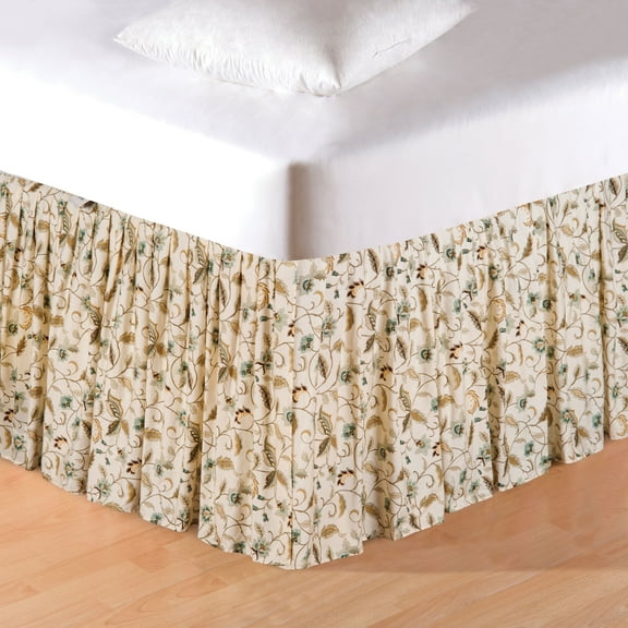 Amelia Blue Botanical Design 100% Cotton Queen Bedding Skirt Decor