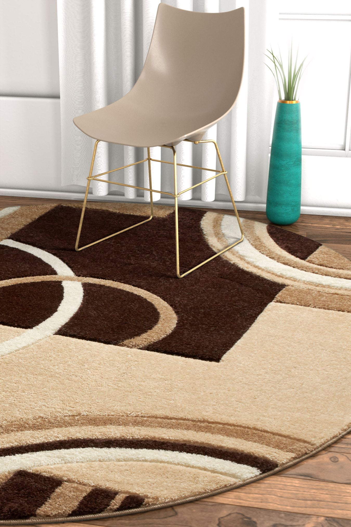 2x4 CARVED CIRCLES ABSTRACT GEOMETRIC MAT RUG 5 COLORS 