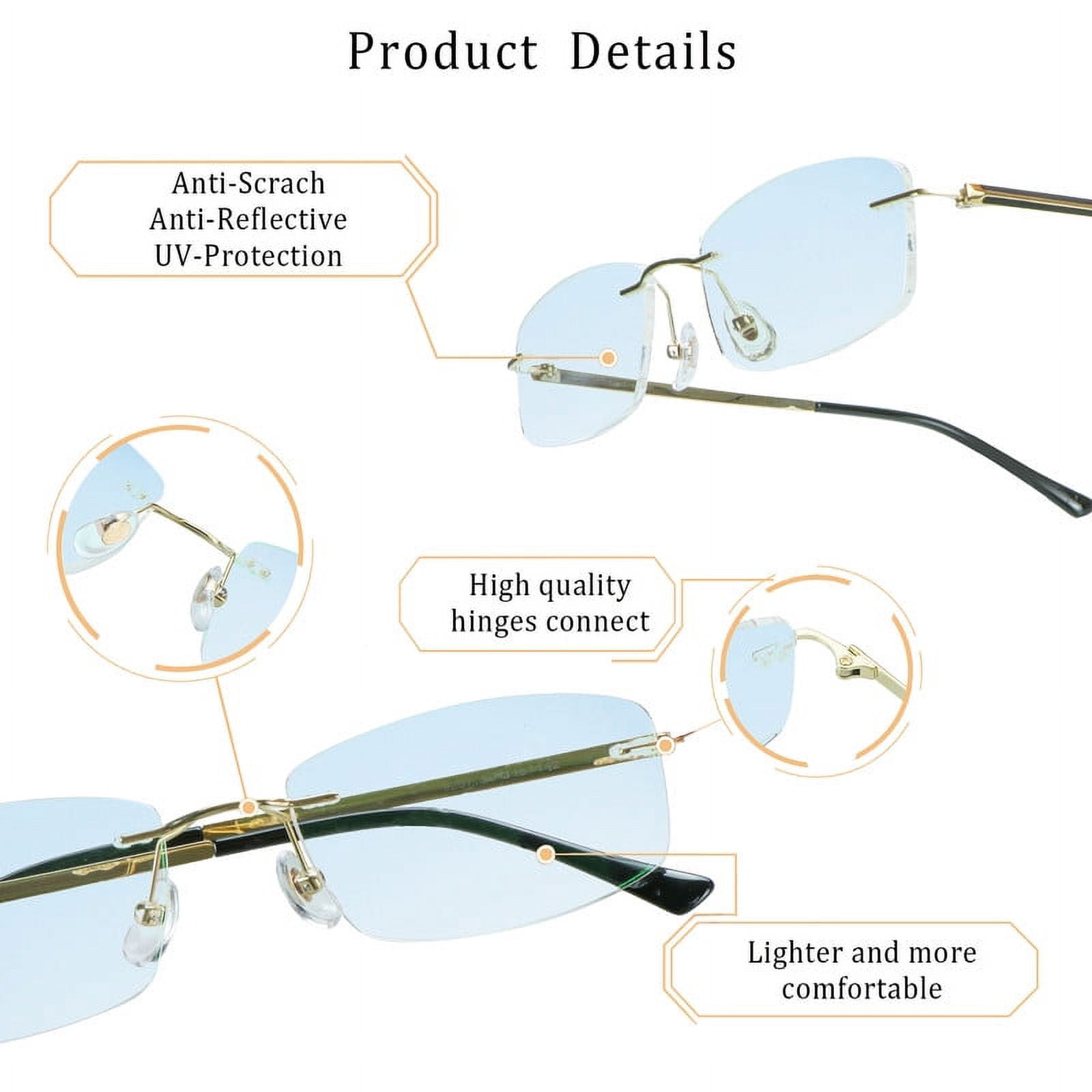 LifeArt Pure Titanium Frame Glasses/Blue Light Blocking Reading Glasses, Reduce Eyestrain, Stylish for Men and Women(Gold,+4.00 Magnification)