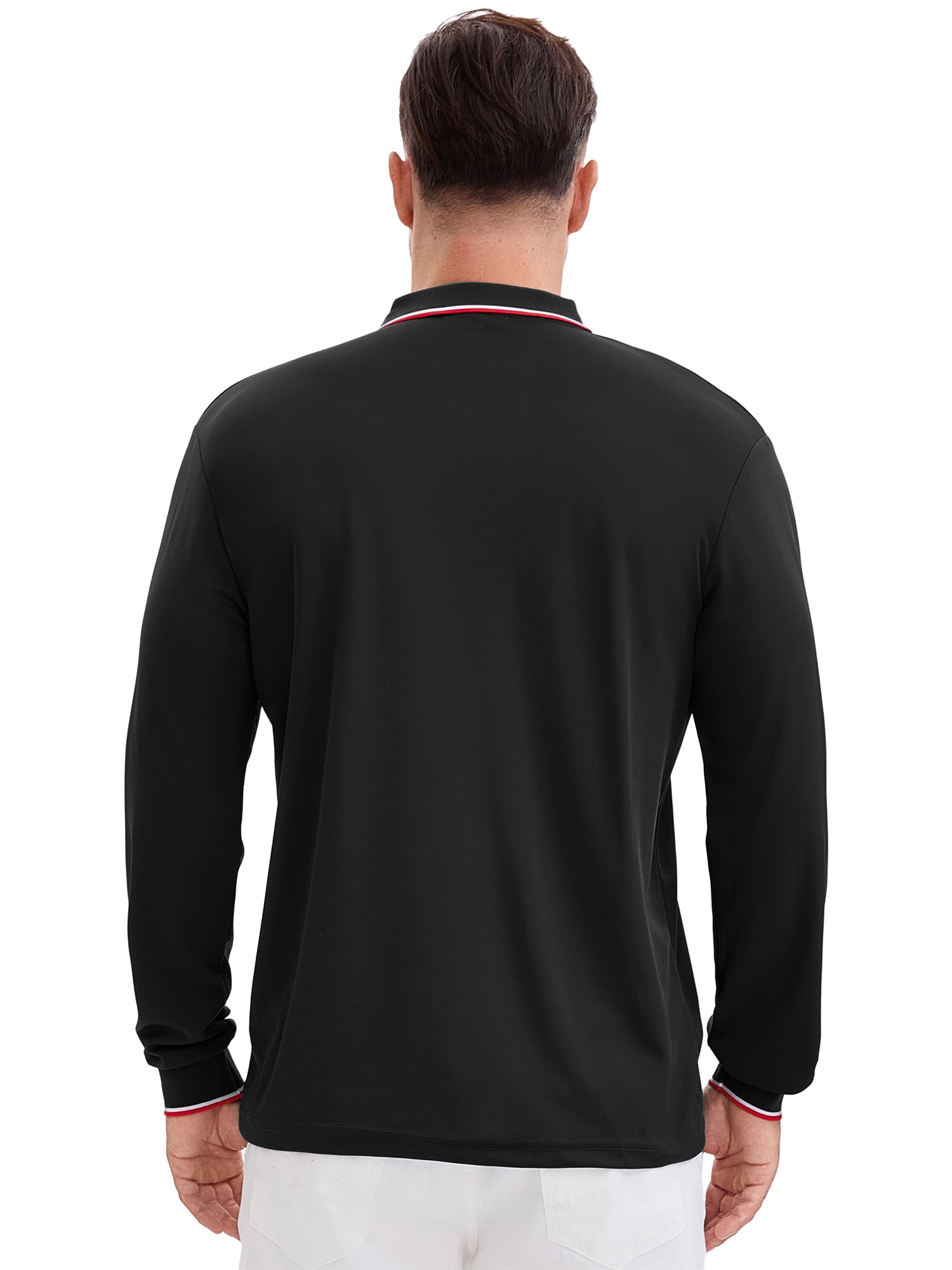 DARING DIVA Men's Classic Regular Fit Long Sleeves Business Golf Polo Shirt L Black