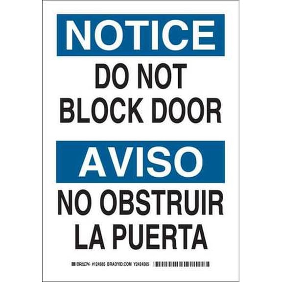 Bilingual Safety Sign, Brady, 124984, 10"Hx7"W