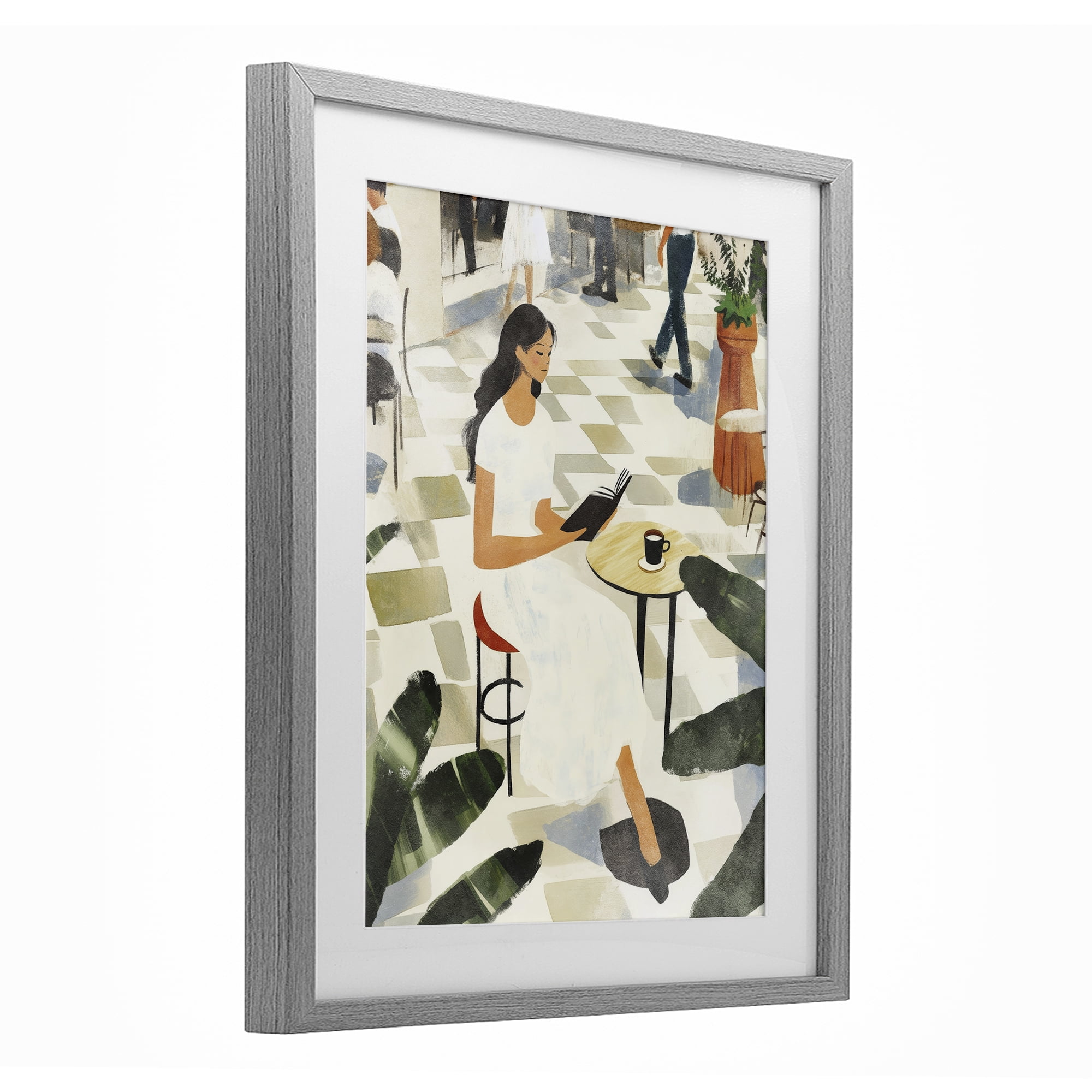 Stupell Industries Coffee & Pages in Cafe Gray Framed Print Under Glass, design by Svetlana Aleynikova
