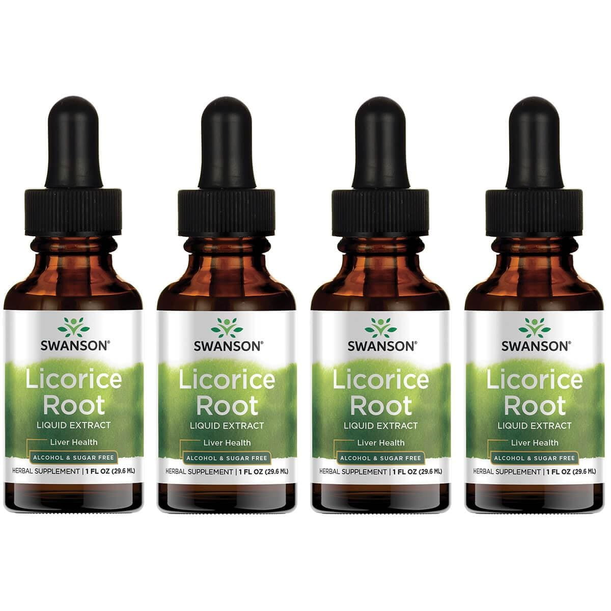 Swanson Licorice Root Liquid Extract Alcohol & Sugar Free 4 Pack