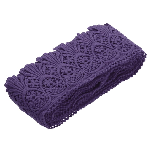 Cotton Lace Trim Vintage Crochet 3inch x 3yard Violet Stretch Lace Edge Ribbon for DIY Scrapbooking Clothes Curtain Slipcover Fabric