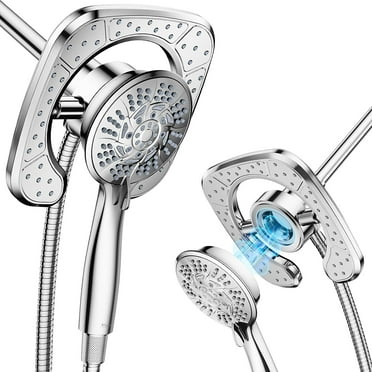 KINGTACK High Pressure Shower Head, 7.2Inch 2 in 1 Rainfall Shower Head & Handheld Showers with Magnetic Docking System, 10-Setting Handheld Shower Head with 59" Rotatable Stainless Steel Hose