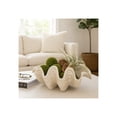 thumbnail image 2 of Decorative Clam Shell Bowl for Coffee Table Decor - Coastal Inspired Bowl for Centerpiece Table Decorations or Home Accents - Elegant Key Holder, Candy and Kitchen Counter Decor - 8", Ivory & Tan, 2 of 12